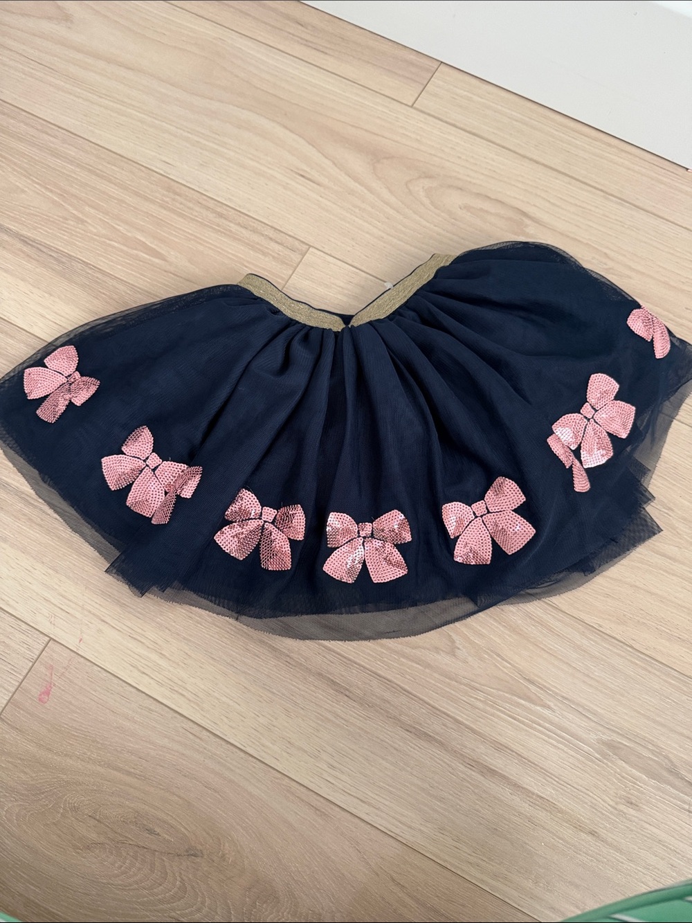 Gymboree Navy Tulle Skirt with Pink Bow Trim